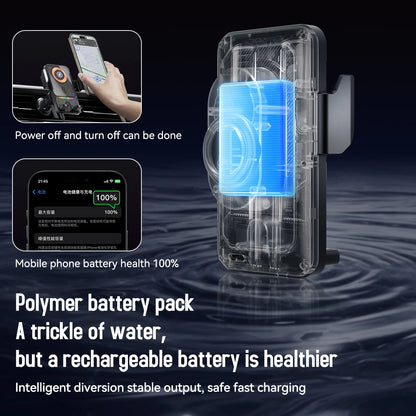 Universal Car Air Vent Electric Rotating Phone Holder with 15W Wireless Charger and Dual Coil Fast Charging for Smart Phones