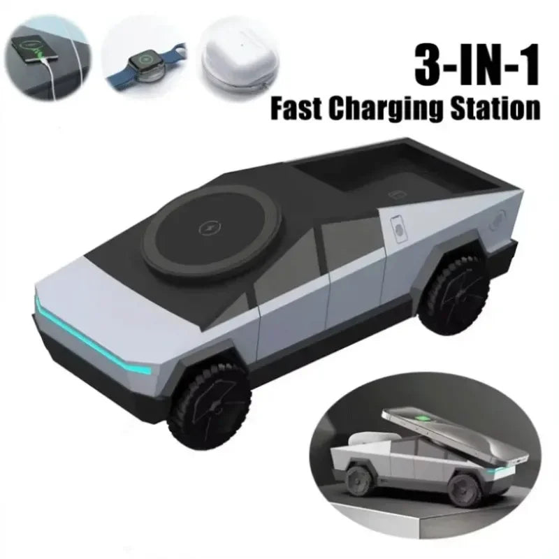 3-in-1 Magnetic Fast Wireless Charger and Phone Stand for iPhone 17/16/15 Pro Max, Apple, Samsung, and AirPods Pro