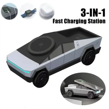3-in-1 Magnetic Fast Wireless Charger and Phone Stand for iPhone 17/16/15 Pro Max, Apple, Samsung, and AirPods Pro